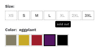 Variant Option Product Options out of stock