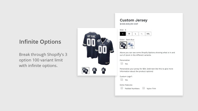 Variant Option Product Options Infinite Options
